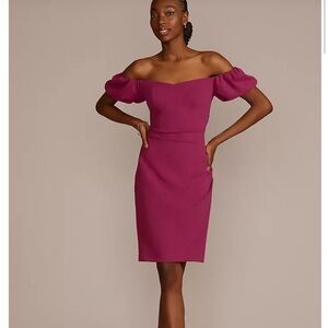 Off-the-Shoulder Puff Sleeve Midi Dress